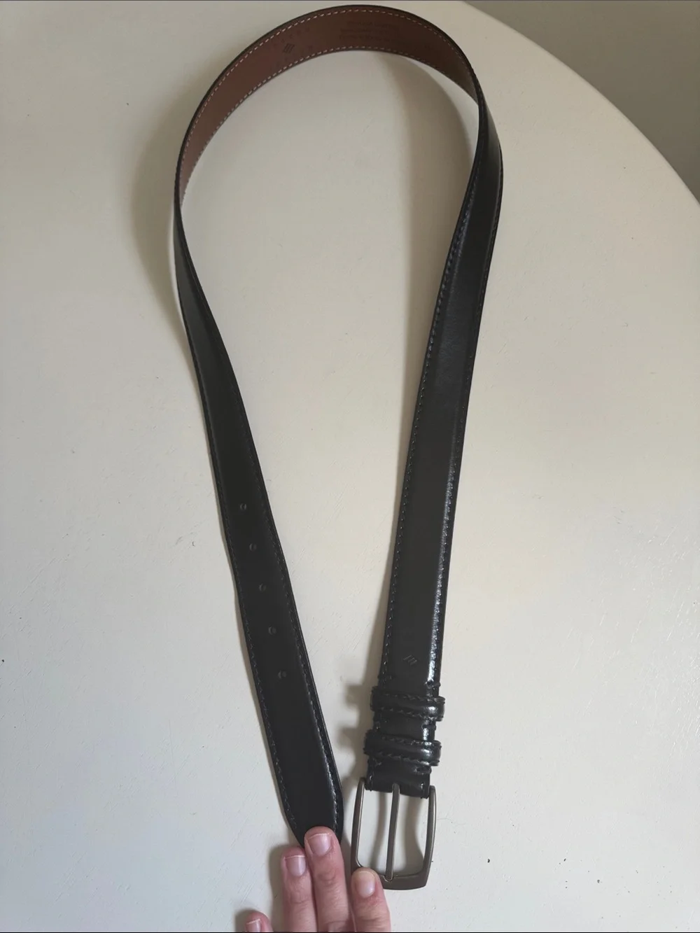 Joseph Abboud Black Italian Leather 40” Belt with Brown Inner Lining